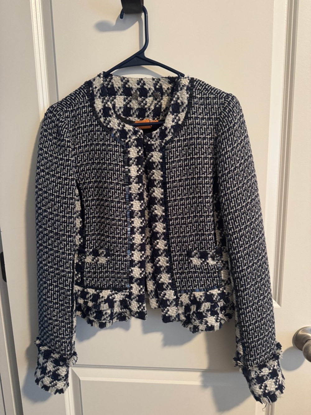 Tory Burch Navy & White Tweed Women's Jacket